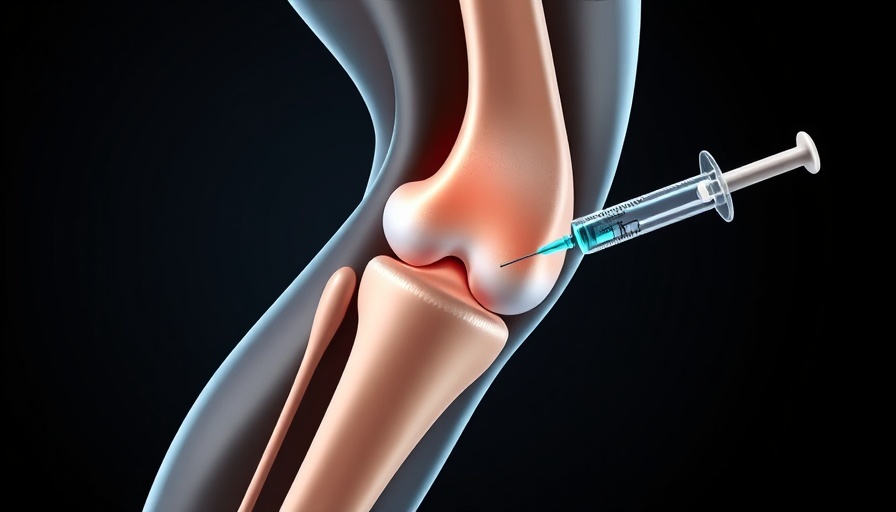 Illustration of knee injections for osteoarthritis treatment.