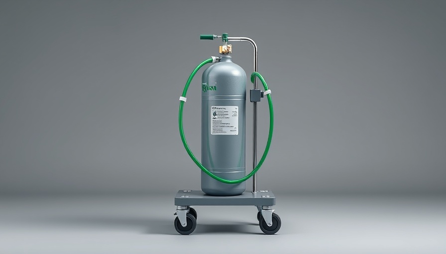 Portable oxygen tank setup demonstrating using oxygen safely at home.