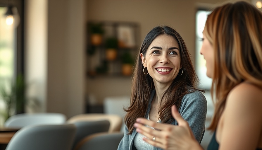 Smiling woman in conversation giving fertility and pregnancy advice.