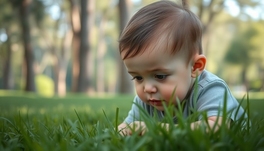 Is ADHD Real: Baby exploring grass in a serene park.