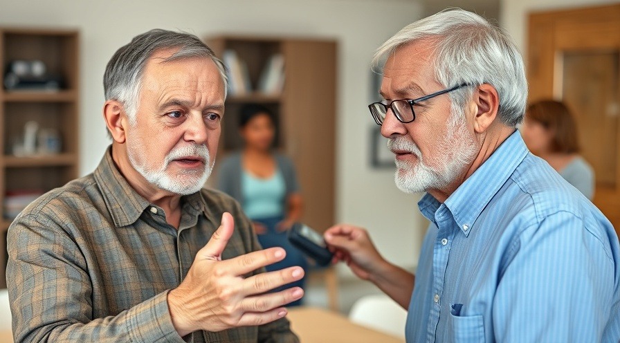 Middle-aged man discussing modifiable stroke risk factors with vibrant indoor setting.