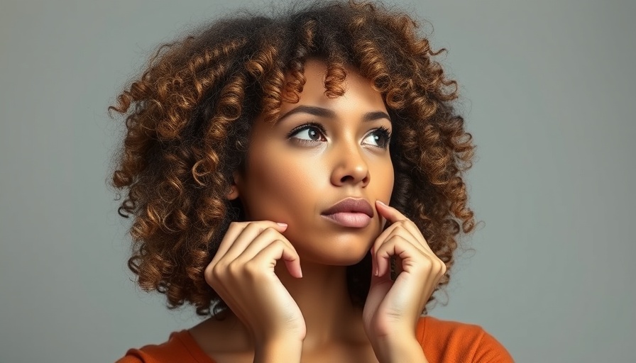 Contemplative woman anchoring herself in the present, introspective expression.