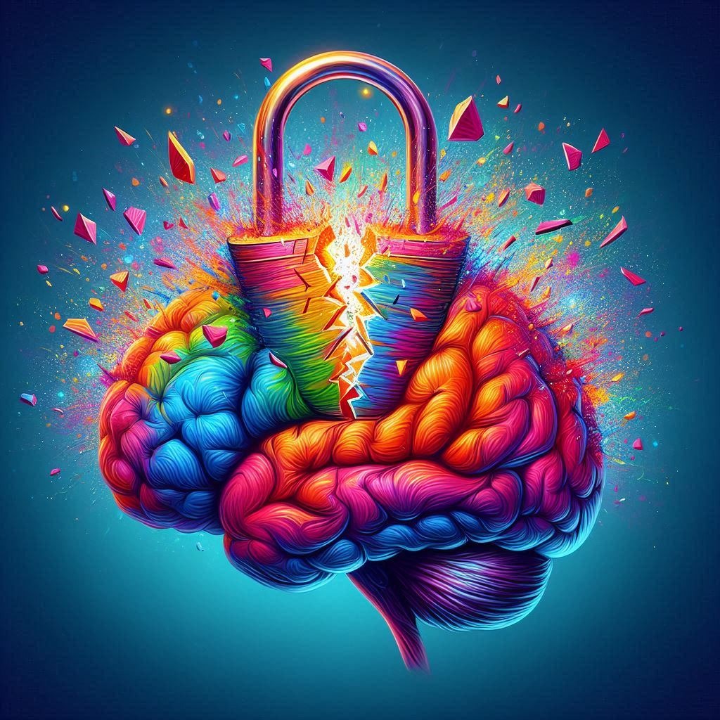 Padlock on brain is opening