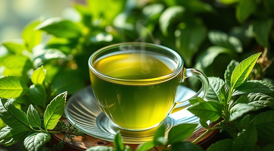 A calming cup of green tea highlighting health benefits for weight loss.
