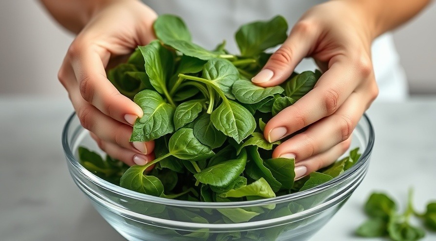 Health-conscious eating with fresh spinach in a clear bowl, showcasing nutritious meals.