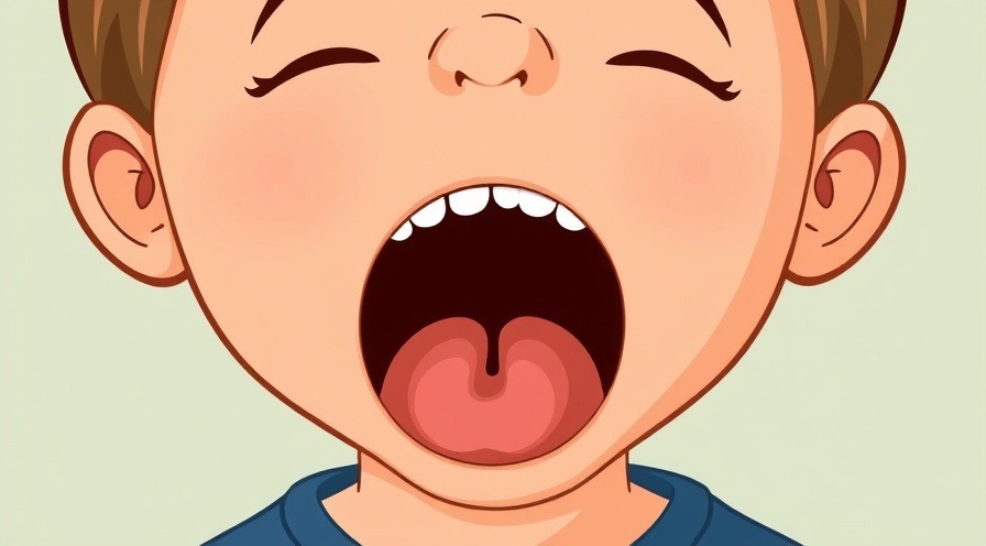 Cartoon kids showing red, swollen tonsils, highlighting tonsillitis symptoms.