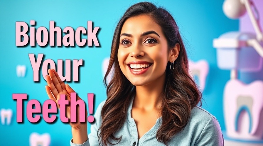 Attractive Hispanic woman shares oral health tips in vibrant dental innovation scene.