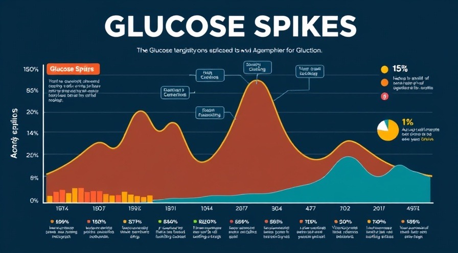 Colorful infographic on glucose spikes and blood sugar levels for healthy eating.