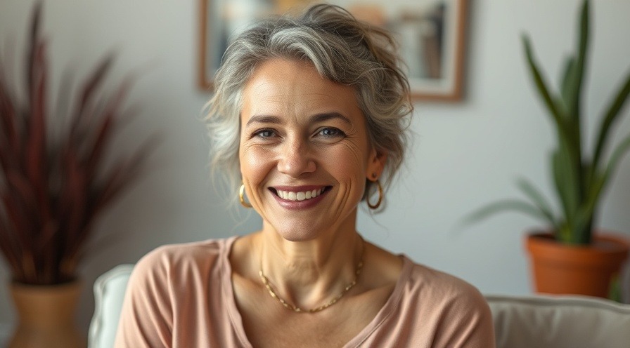 Smiling attractive 47 year old woman with vibrant personality