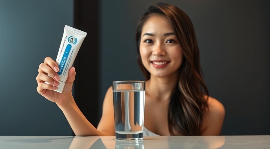 Woman holding toothpaste, highlighting topical fluoride benefits for dental care.