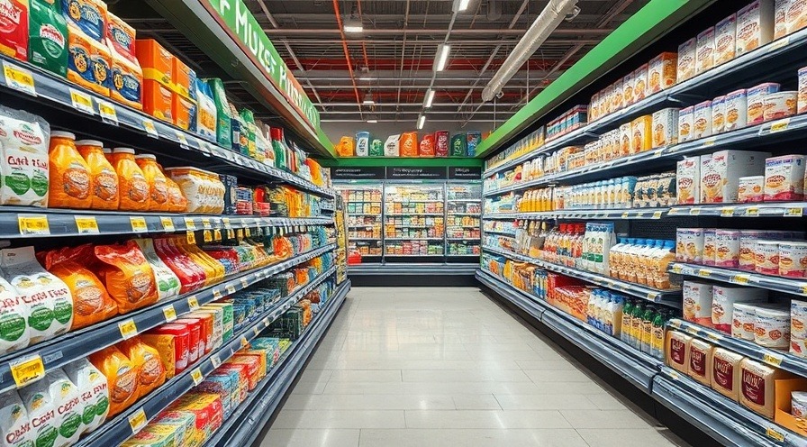 Dairy aisle in a grocery store filled with milk and yogurt options.