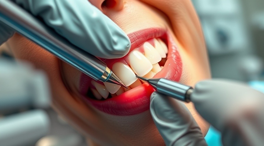 Close-up of tooth repair during dental care procedure with vivid detail.