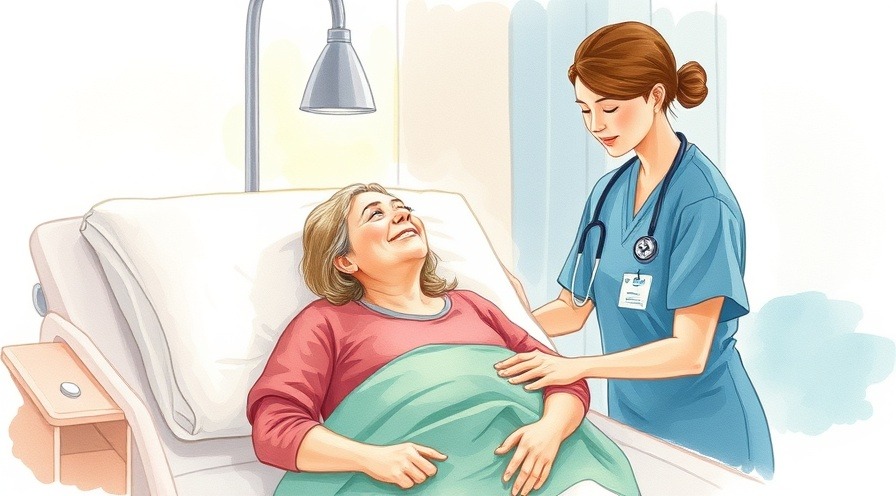 Hopeful cancer patient in serene watercolor, warm colors, supported by caring professionals.