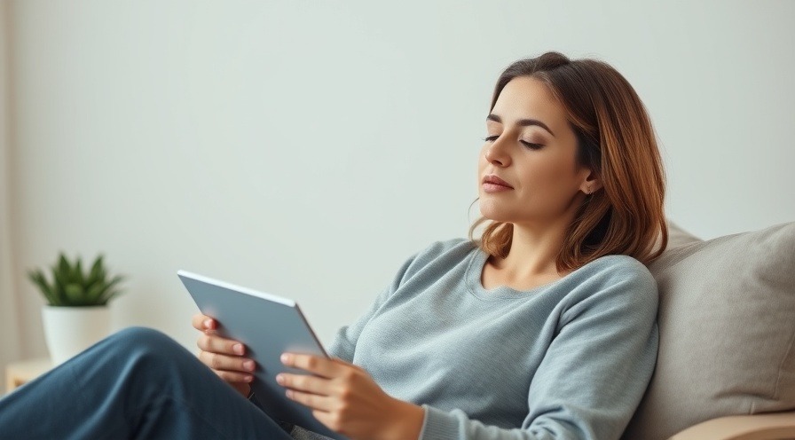 Content woman relaxing at home, embodying calmness for pain management strategies.