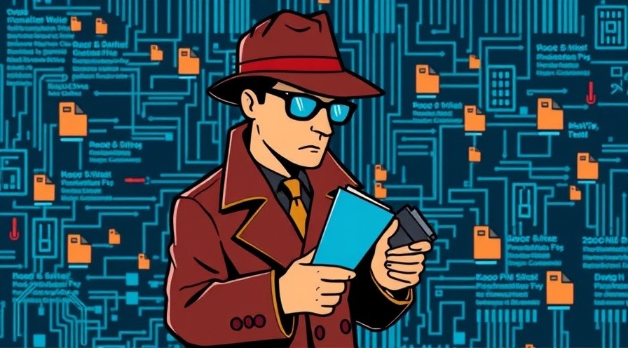 Silhouette of a detective examining digital file systems, embodying full cyber Sherlock.