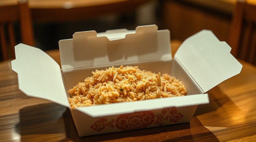 Partially eaten fried rice in a Chinese food box highlighting food safety tips.