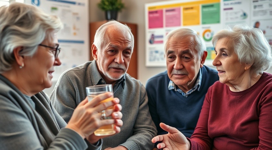 Elderly individuals discussing hydration strategies, showcasing the advantages of holistic medicine.