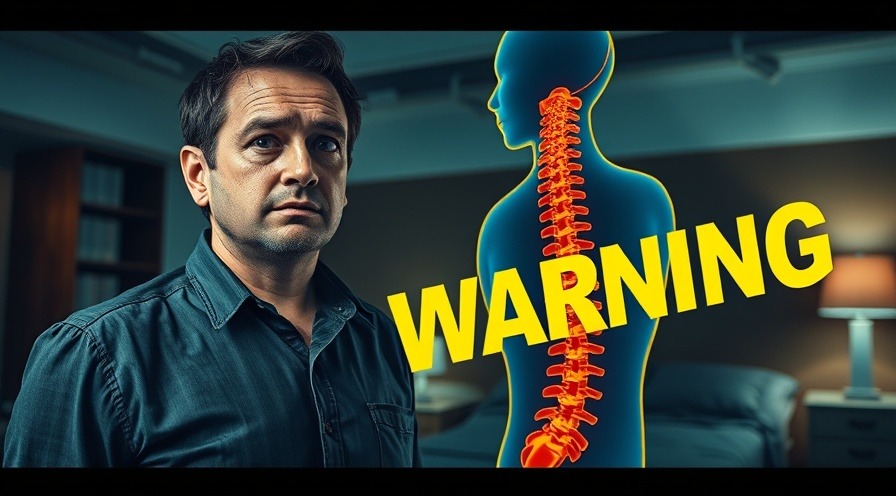 Concerned man near spine illustration highlighting advantages of holistic medicine.