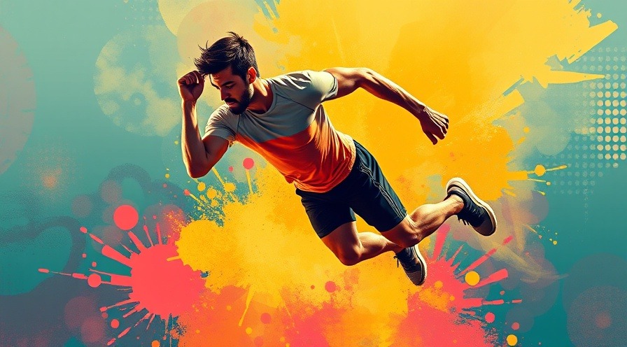Dynamic digital art of a fit man exercising, embodying vibrant energy and fast weight loss.