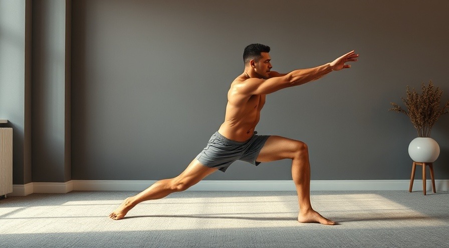 Athletic man fully stretching to improve posture and relieve tension indoors.