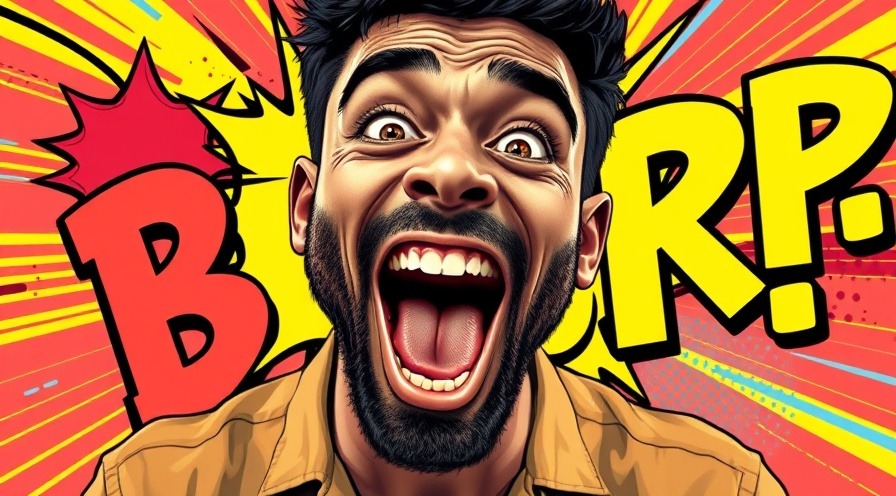 Energetic man burping, highlighting the science behind burping in vibrant comic style.