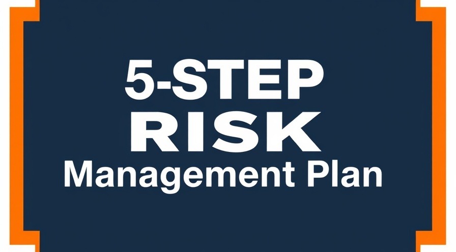 5-Step Risk Management Plan in white on dark blue with orange frame