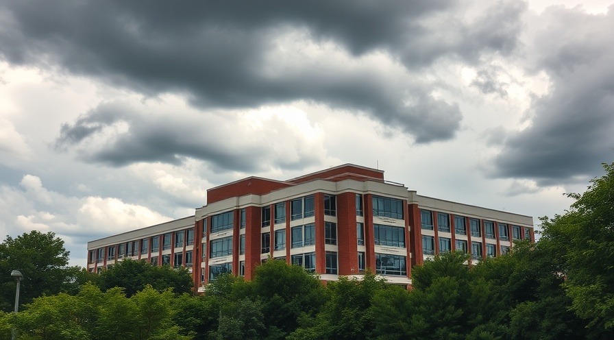Modern hospital building emphasizing healthcare emergency response and cardiac arrest safety.