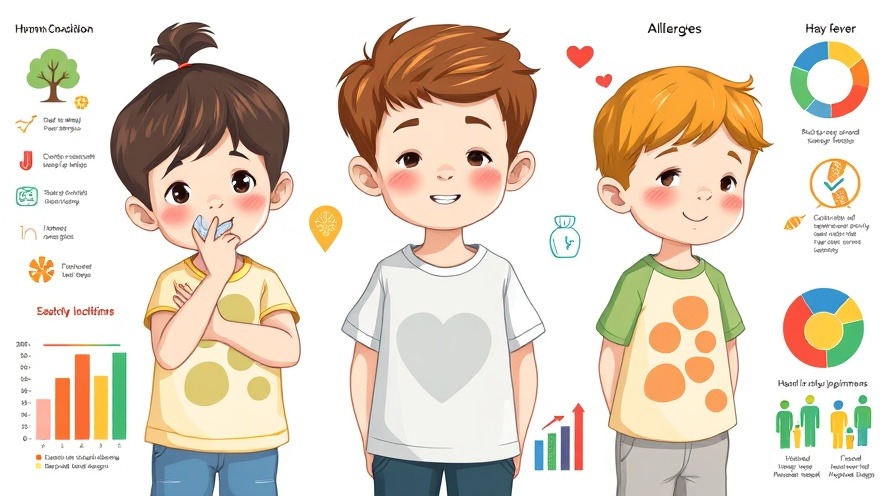 Illustration of children with chronic health conditions linked to antibiotic exposure and microbiome.