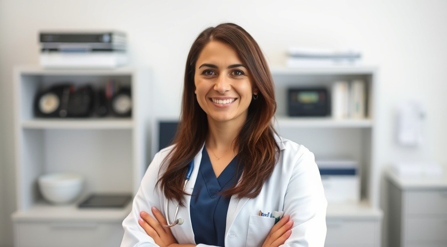 female doctor in a medical setting, showcasing professionalism.