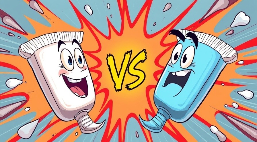 Fluoride toothpaste vs. hydroxyapatite toothpaste in vibrant cartoon style, enhancing oral health.