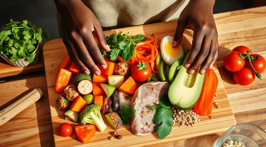 hands preparing a nutritious meal with fresh ingredients.