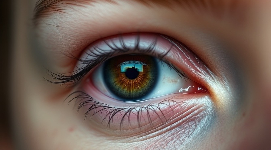 Close-up of a human eye reflecting concern and hope, showcasing subtle red veins.