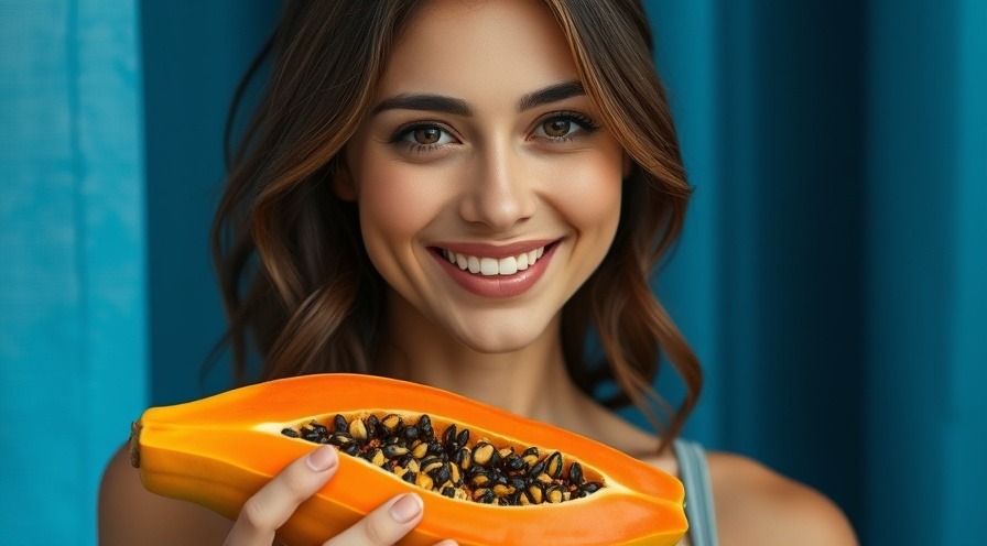 Smiling woman holding papaya, showcasing holistic solutions for natural remedies.