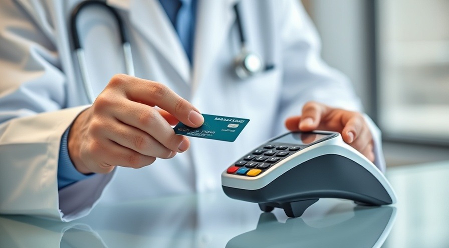 Doctor processing patient payment with Square credit card terminal