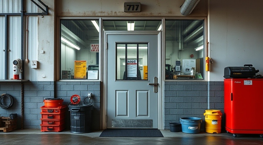 Auto mechanic business door entrance, showcasing service professionalism.