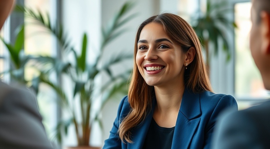Smiling woman in a blazer discusses fertility health in an interview setting.