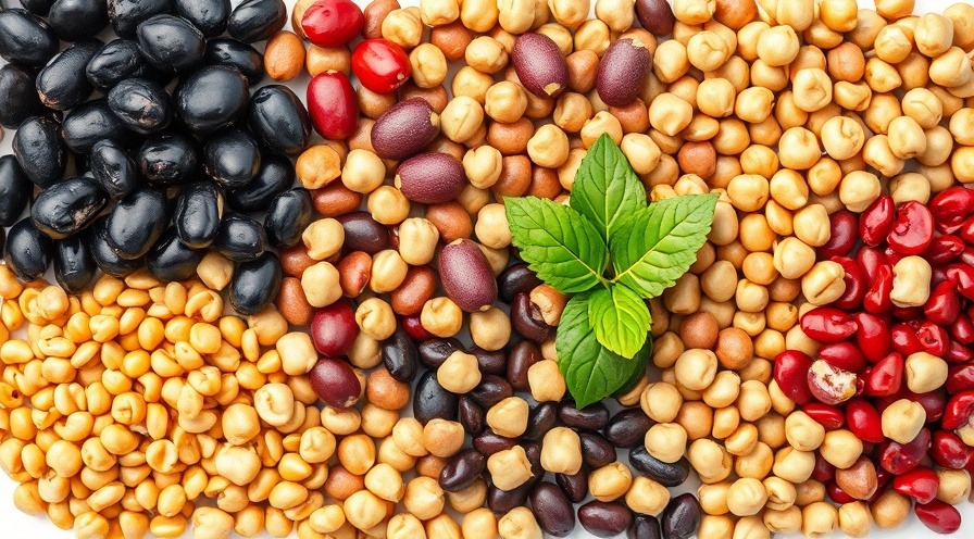 Colorful watercolor of beans showcasing protein-rich foods and dietary fiber for a healthy gut.