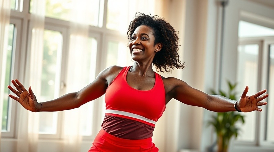 Senior mobility fitness: Energetic woman exercising in a bright indoor space.