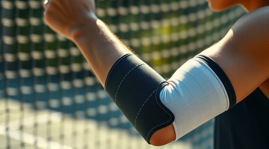 Photorealistic tennis player in elbow brace