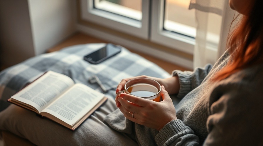Calming bedtime routine with chamomile tea, journal, and soft evening glow.