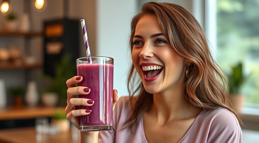 Attractive woman joyfully holding a vibrant smoothie, showcasing benefits of holistic medicine.