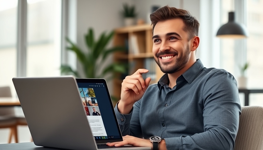 AI web app success stories featuring a smiling man and a laptop.