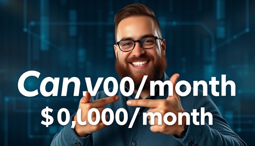 Man showcasing how to make $10,000 a month with AI and Canva.