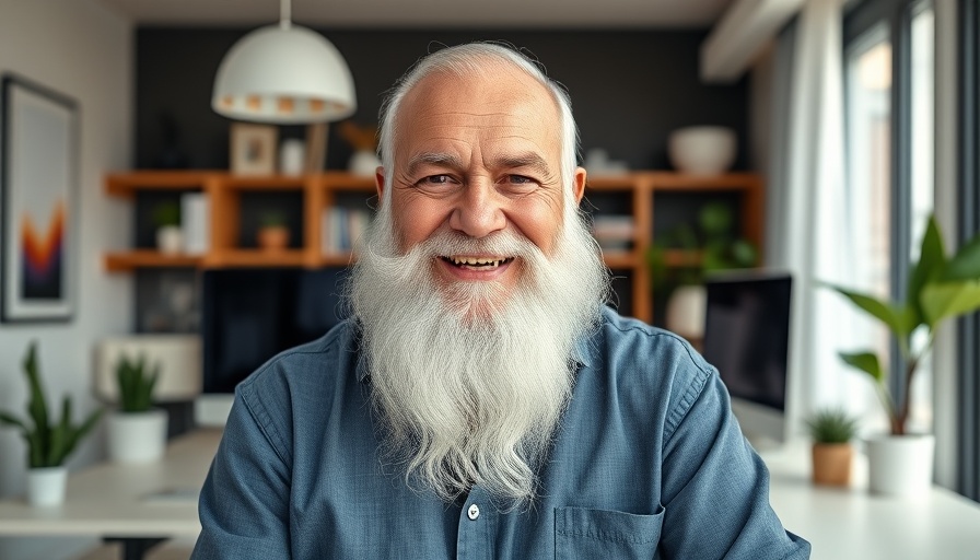 Elderly man showcasing how to earn money with AI as a beginner in digital marketing.