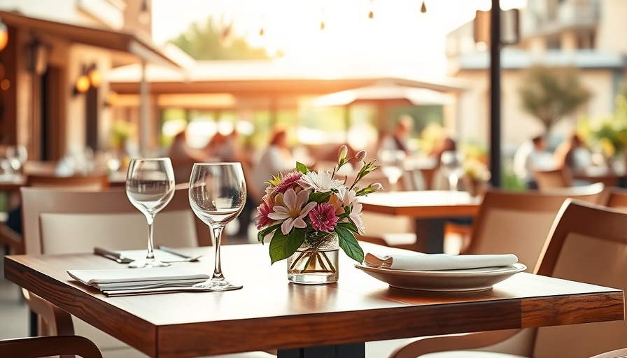 Elegant dining at a restaurant terrace with glassware.