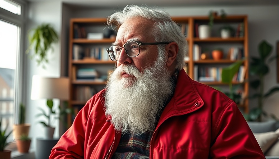 Find Freedom and Fulfillment Instead: Thoughtful man in red jacket in modern room.