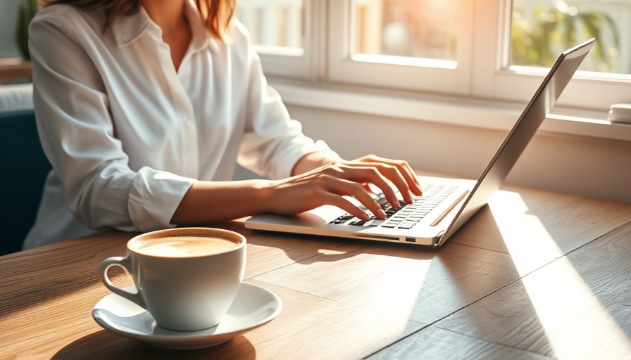 Person working on laptop in sunny setting to make $7,000 a month.