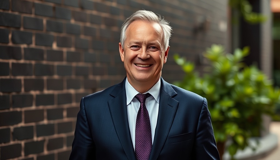 New CEO at Skybound Service Partners stands confidently beside company logo.