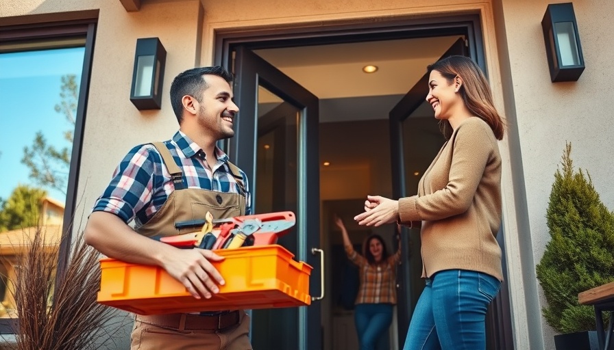 Welcoming homeowner and handyman discussing maintenance agreements