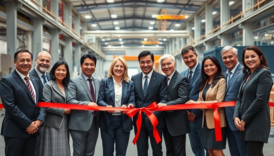Palfinger executives at North American parts hub opening ceremony.